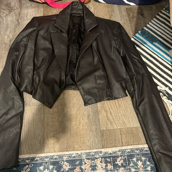 Naked Wardrobe Crop Faux Leather Jacket M - Picture 6 of 12